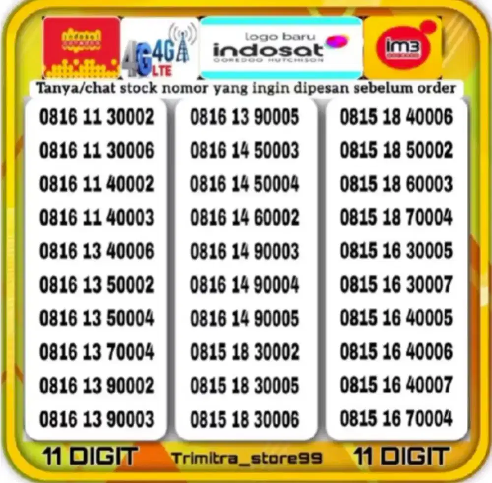 Cek NOMOR CANTIK INDOSAT SERI BAGUS 11DIGIT,10DIGIT,12DIGIT INDOSAT 4G