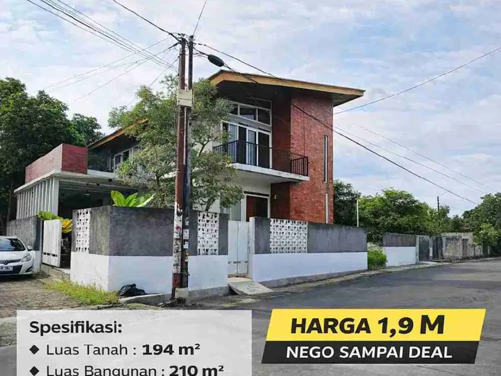 Rumah Industrial Modern 2 Lantai Dekat Exit Tol Jogja – 5 KT, LT 194 m², Purwomartani Kalasan