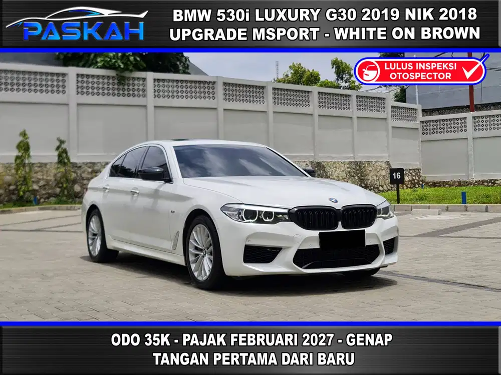 SUNROOF Pajak=2027 Bunga=5% Odo=35K GENAP BMW 530i g30 2019 NIK 2018