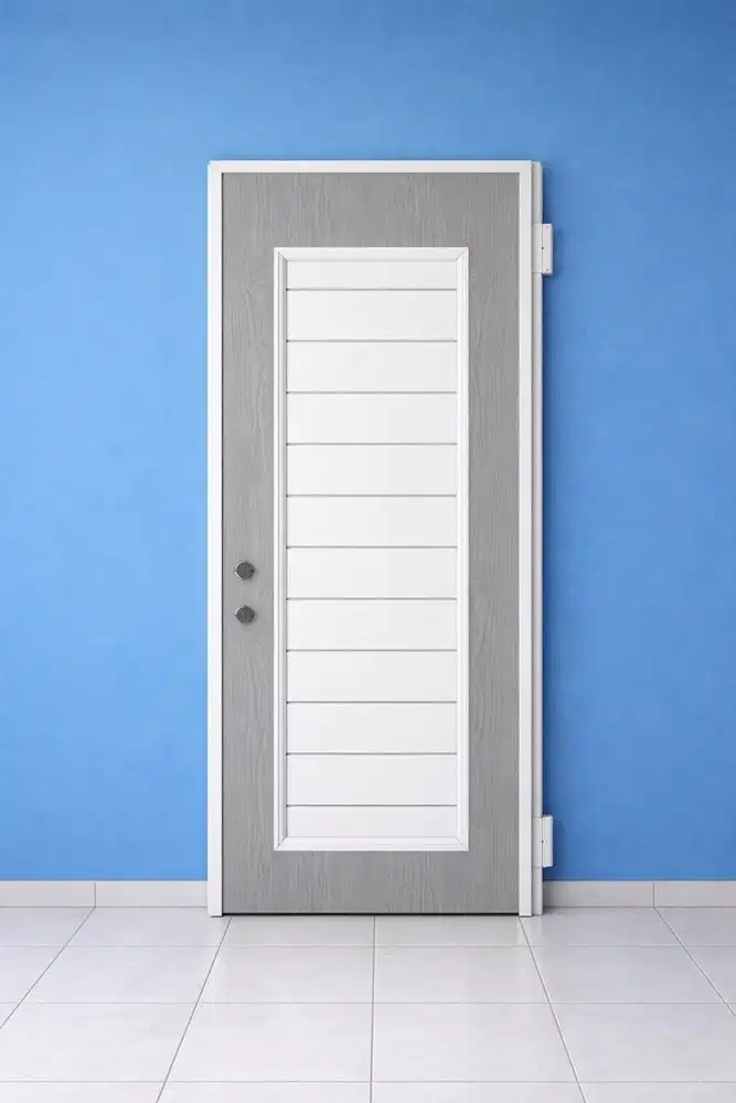 Pintu minimalis motif putih abu