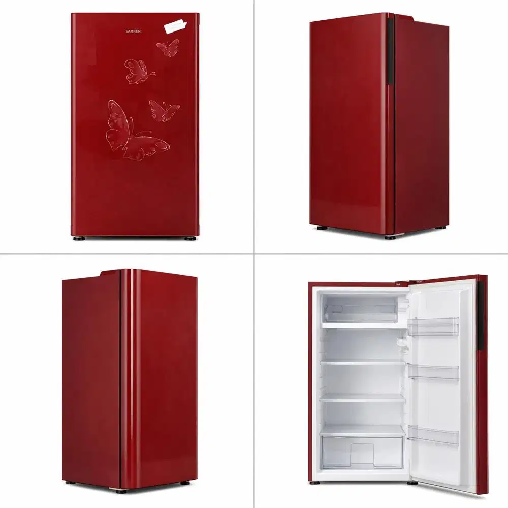 Kulkas Sanken berwarna merah