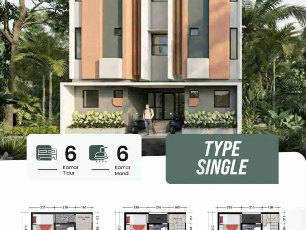 Jual Kost Kosan Baru Murah Dekat Kampus Depok (2 Menit) Rukos (6 KT + 6KM)