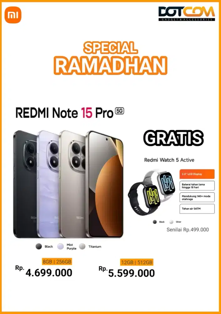Redmi note 15pro 5G 8/256 free watch 5 active