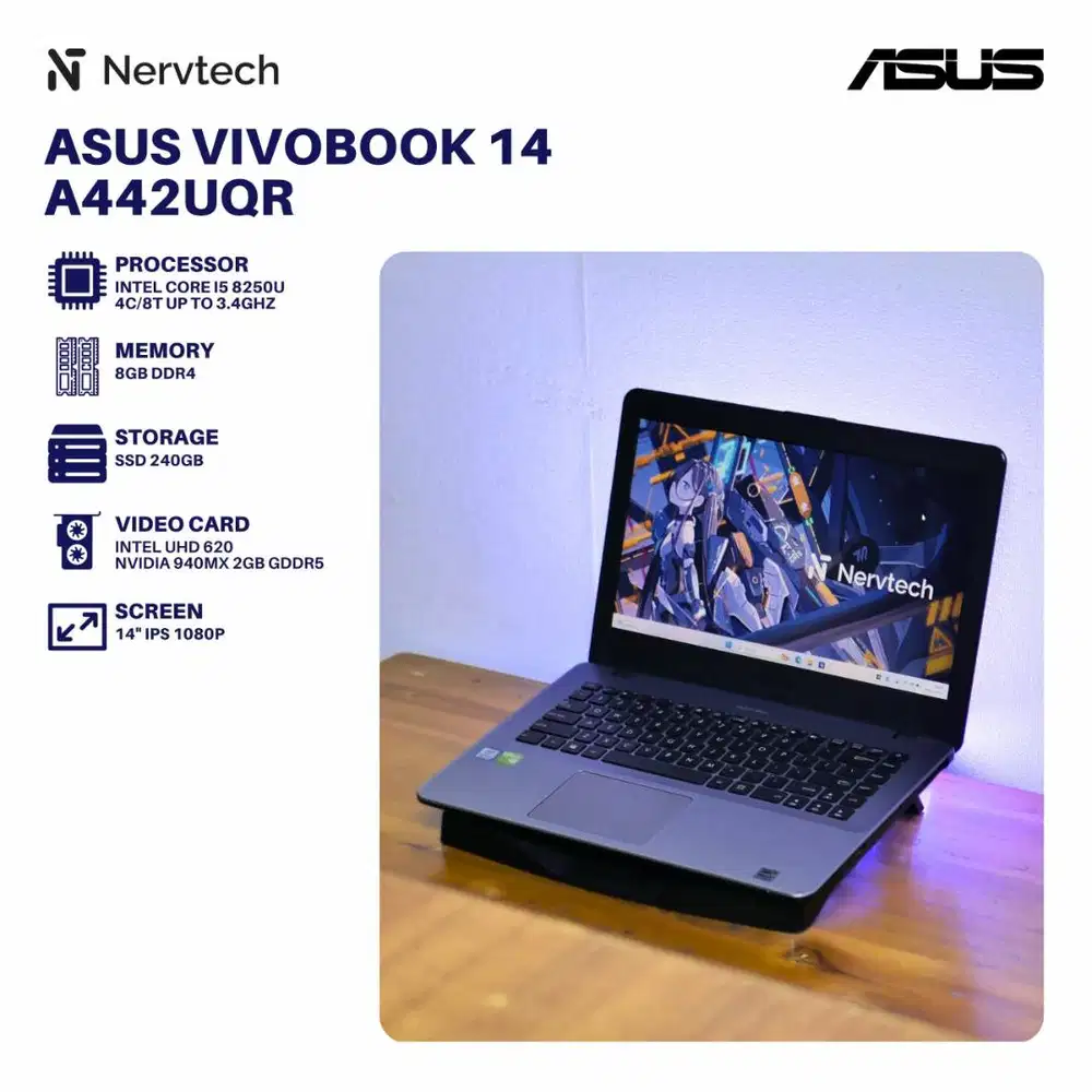 Asus Vivobook 14 A442UQR Core i5 8250U Gen 8 940MX 2GB 8GB/240GB 1080p