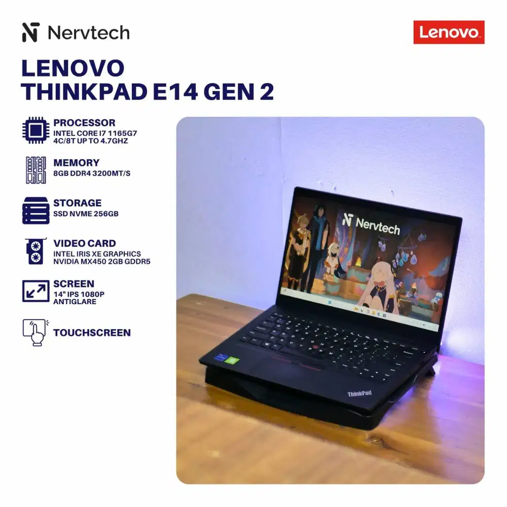 Lenovo ThinkPad E14 G2 Touch Core i7 1165G7 Gen 11 MX450 2GB 8GB/256GB