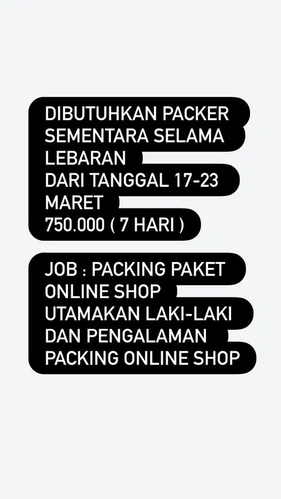 PACKER SEMENTARA SELAMA LEBARAN