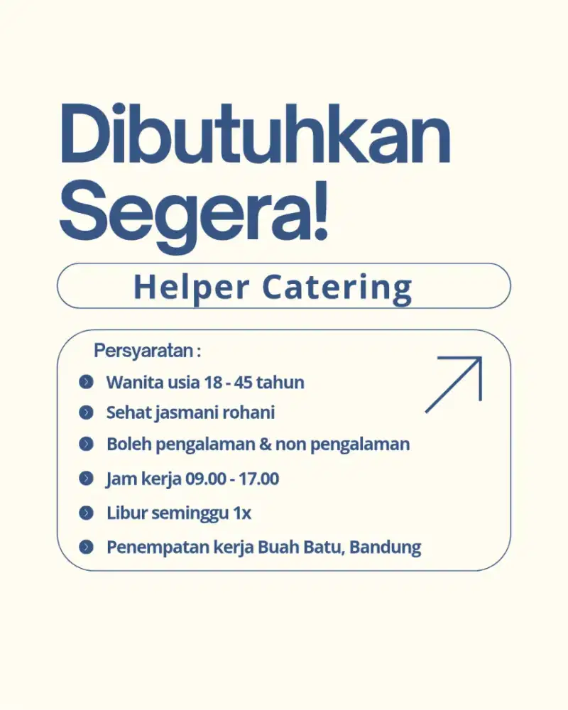 Lowongan kerja helper catering di bandung