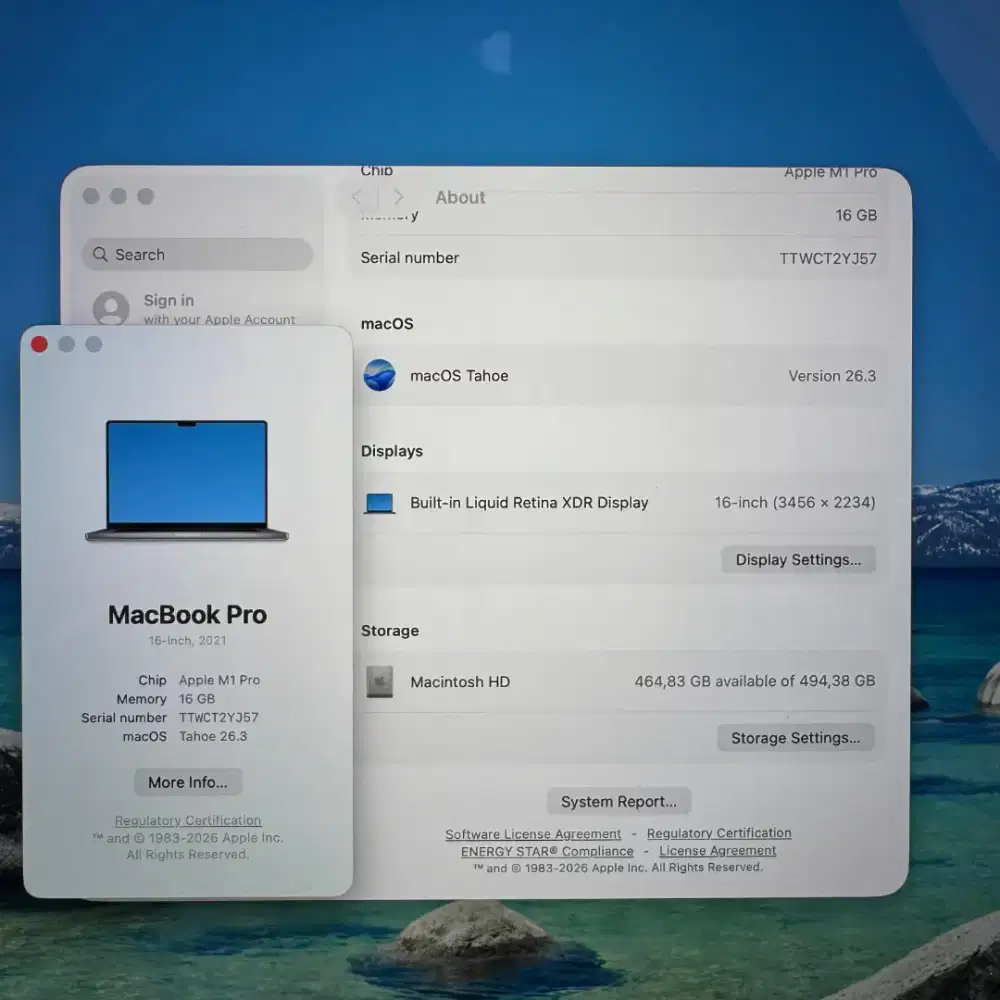 Macbook M1 pro 16 inch Ram 16 Ssd 512 layar 16 inch Full set grey