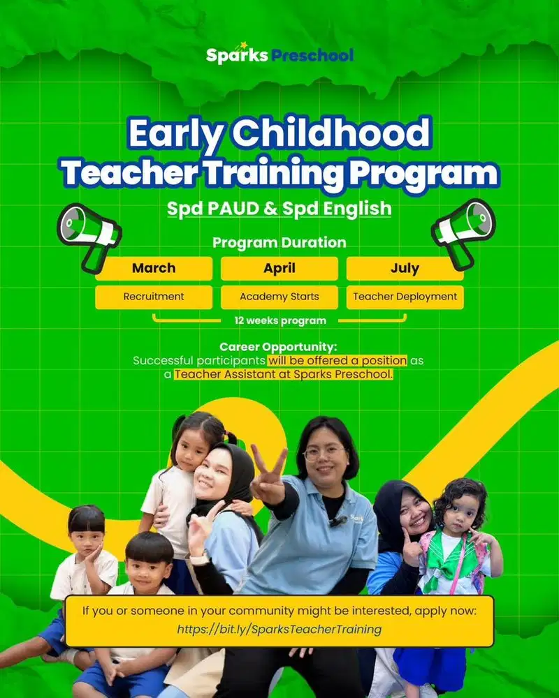 Lowongan Asisten Guru Preschool / Teacher Assistant Program