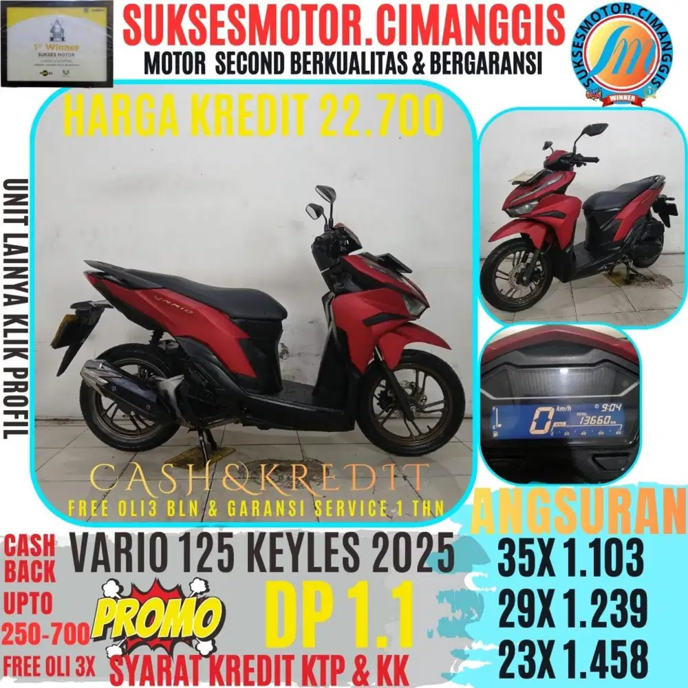VARIO 125 CBS ISS DP 1.100 CASHBACK UPTO700RBU FREEOLI3X SUKSESMOTOR