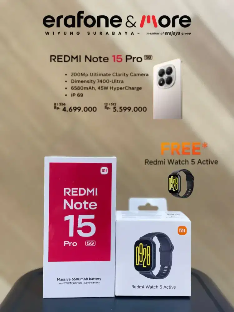 REDMI NOTE 15 PRO 5G 8/256 (FREE REDMI WATCH 5 ACTIVE)