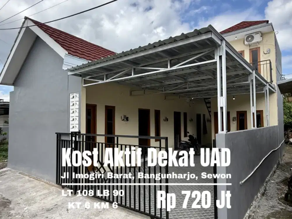 jual Kost 6 kamar dekat UAD, ATEKA jl Imogiri barat