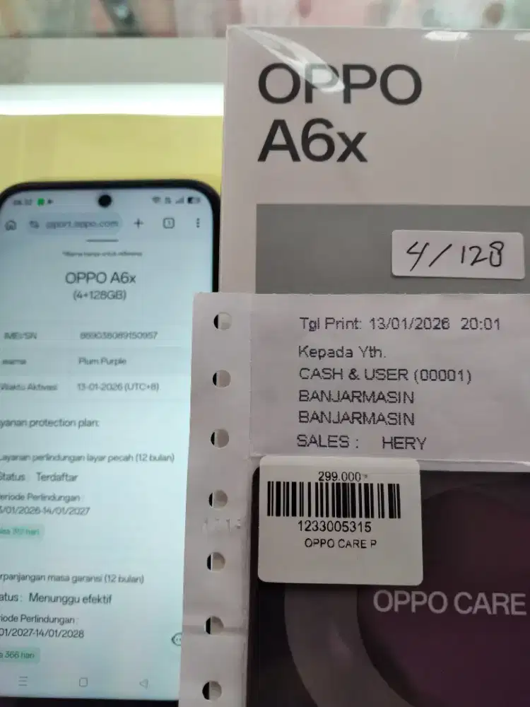Oppo A6x ram 4/128 mulus fullset original blum 2 bulan