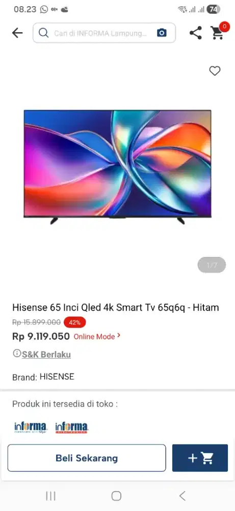 Hisense 65 inci qled 4k smart tv 65q6q