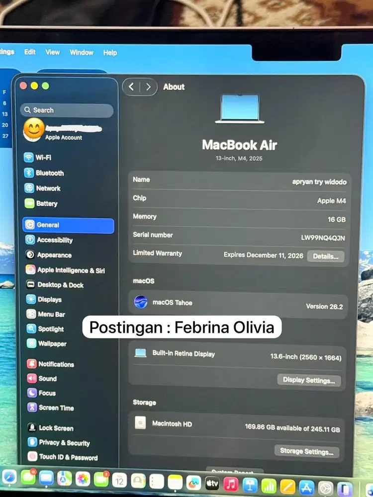 JUAL MURAH MACBOOK AIR M4 2025 Kondisi Mulus Banget & Like New