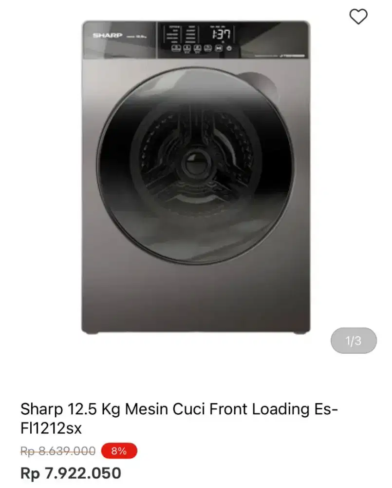 MESIN CUCI SHARP FRONT LOADING 12.5KG ES-FL1212SX