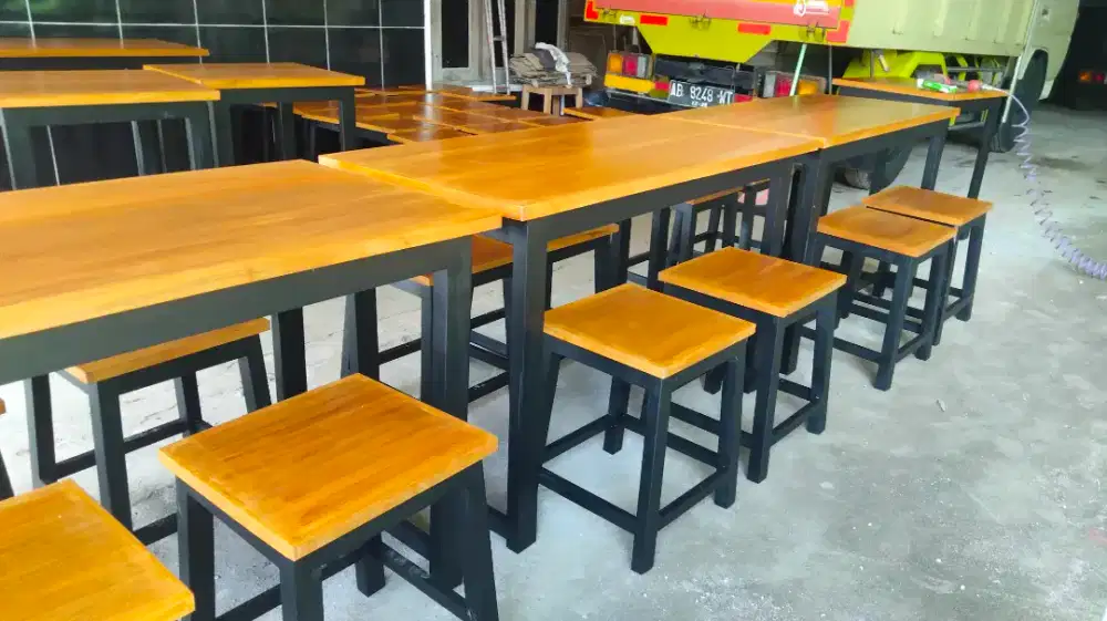Meja kursi set warung makan, kedai