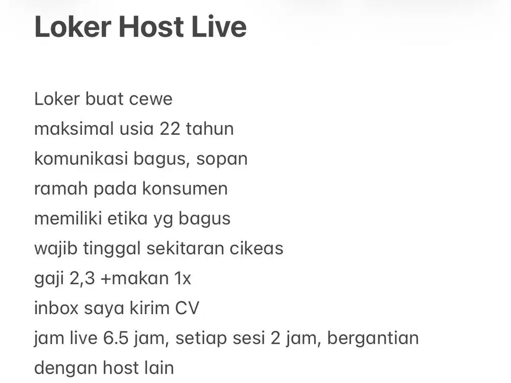 Loker Cewe Lokasi Wajib Cikeas sekitarnya