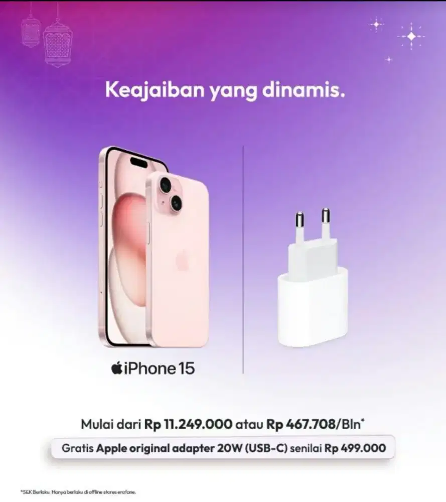 iPhone 15 128Gb free adapter