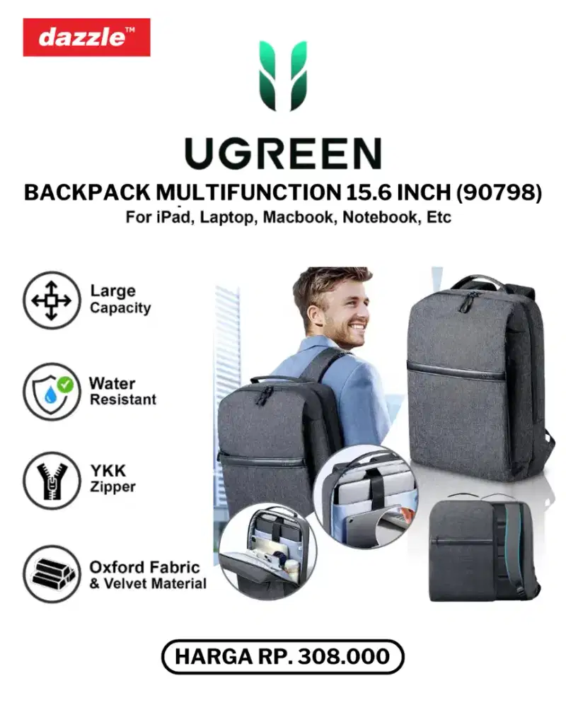UGREEN BACKPACK MULTIFUNCTION 15.6 INCH (90798)