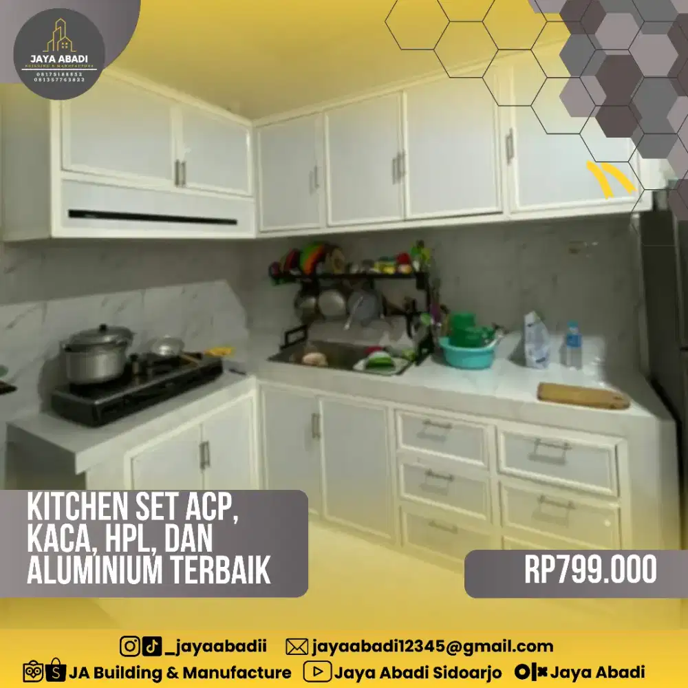 KITCHET SET CUSTOM ACP, ALUMINIUM, KACA DAN HPL