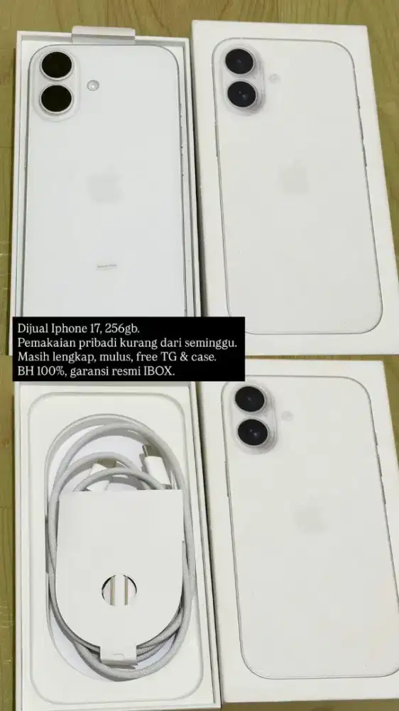jual iphone 17 256gb putih mulus no minus garansi ibox new fullset