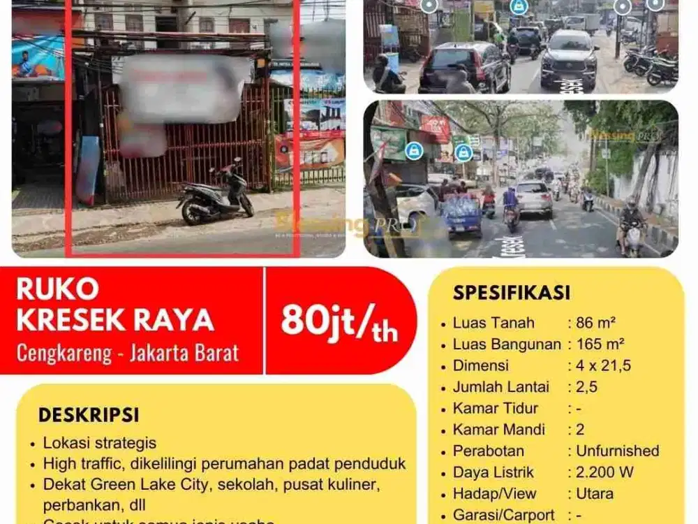 Disewakan ruko pinggir jalan raya Kosambi