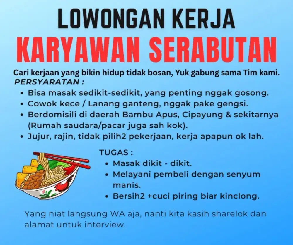 LOWONGAN KERJA SERABUTAN