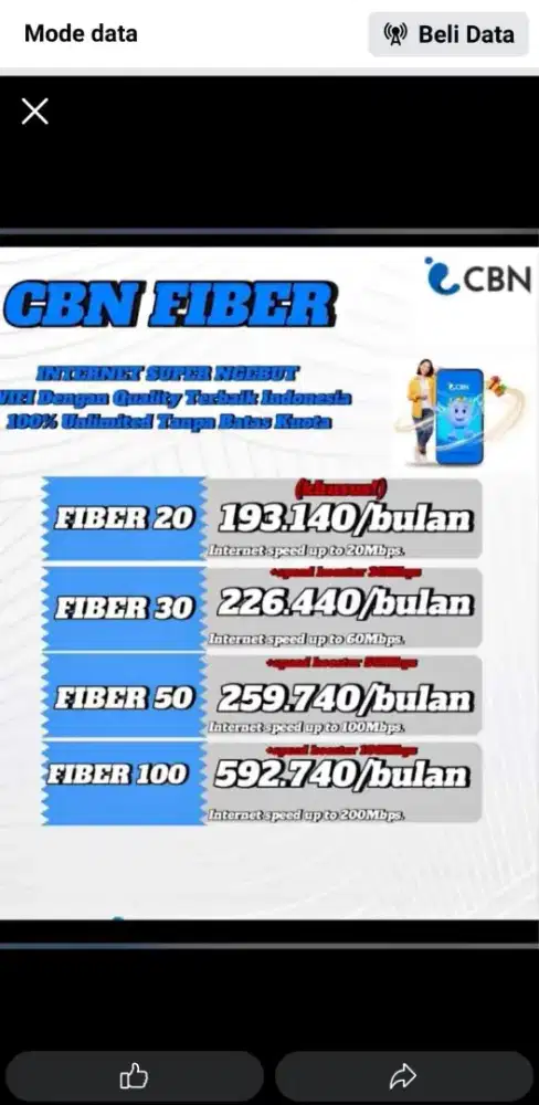 Interner wifi rumahan cbn