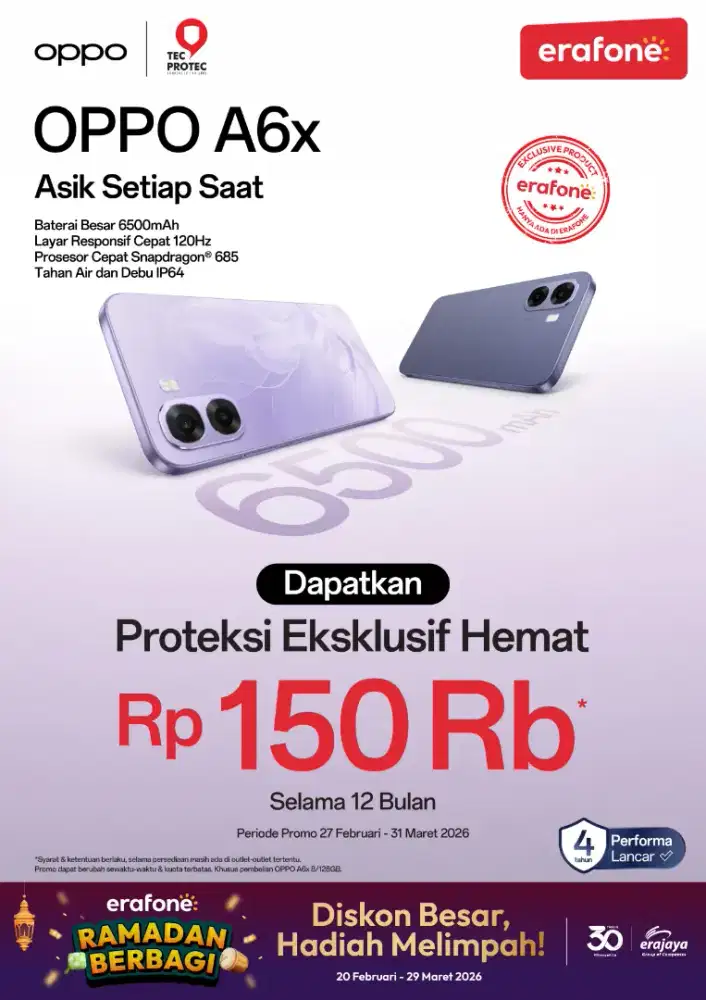 Oppo A6x 4/128 Promo cicilan by Home Credit