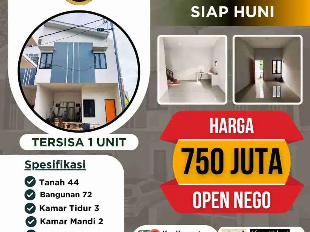 Dijual Rumah Dua Lantai Setu Cipayung Jakarta Timur
