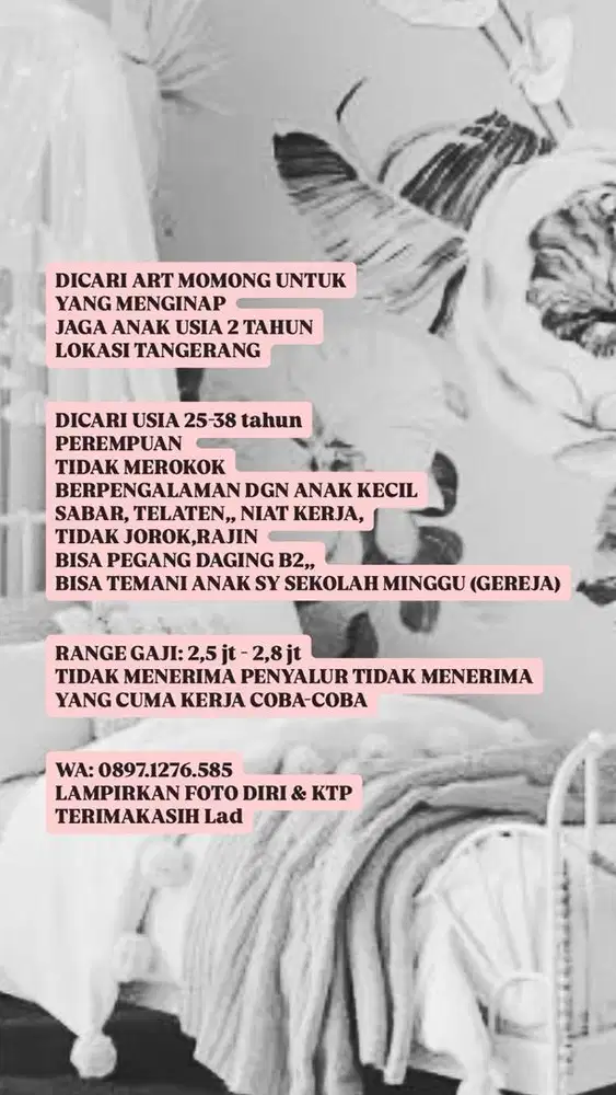 DICARI ART MOMONG UNTUK YANG MENGINAP