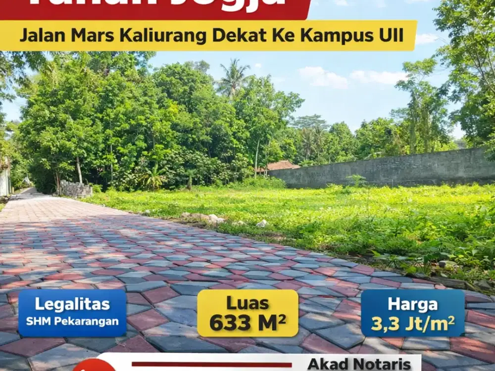 Tanah Jogja Kost Area Kampus UII Kaliurang SHM Pekarangan