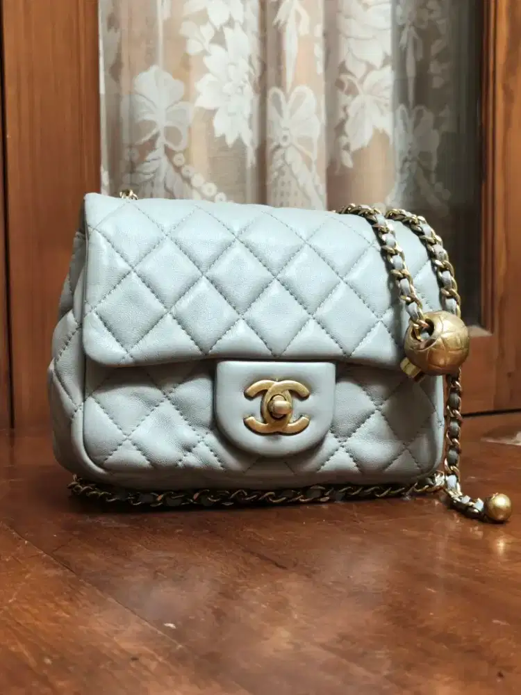 PL tas selempang wanita, bahan kulit, CHANEL Bola