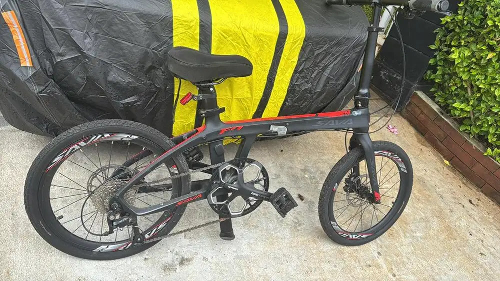 Jual cepat sepeda lipat Sava Z1 FN bodi bahan karbon, gear full Shiman