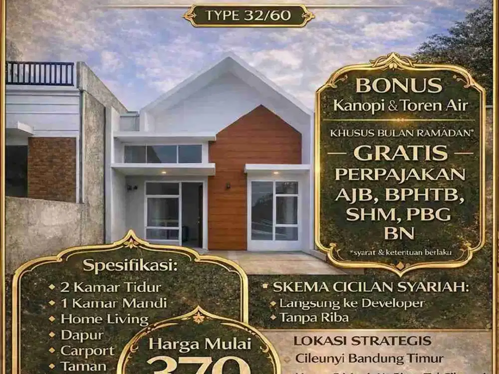[HOT] Rumah Murah 1 Lantai Lokasi Strategis Cileunyi - Bandung Timur Bisa Cicil 10 Tahun Syariah
