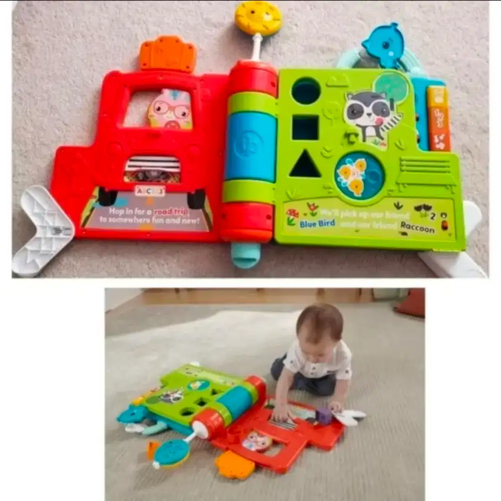 Preloved mainan buku bayi FISHER PRICE buku interaktiv 3 cerita mulus
