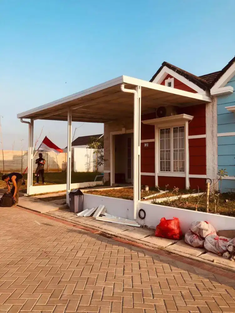 Kanopi baja ringan atap alderon, spandek pasir dan polos