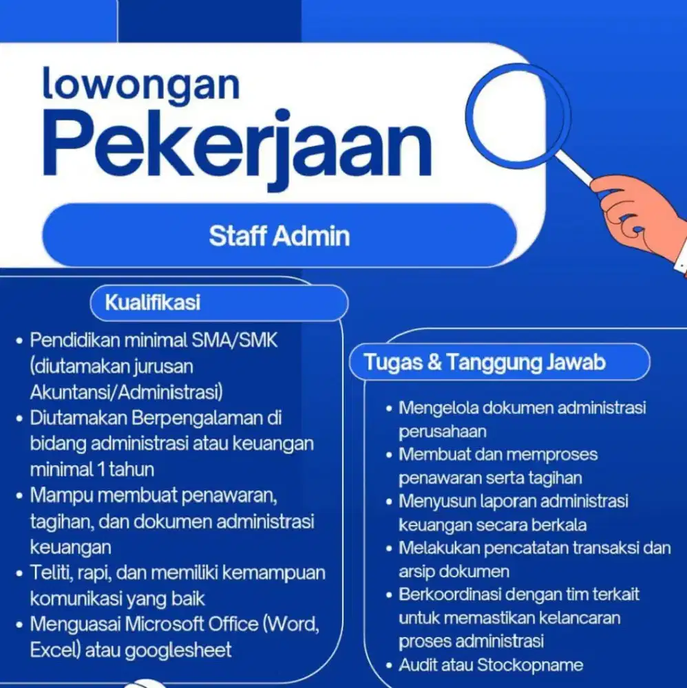 Lowongan Kerja staff administrasi
