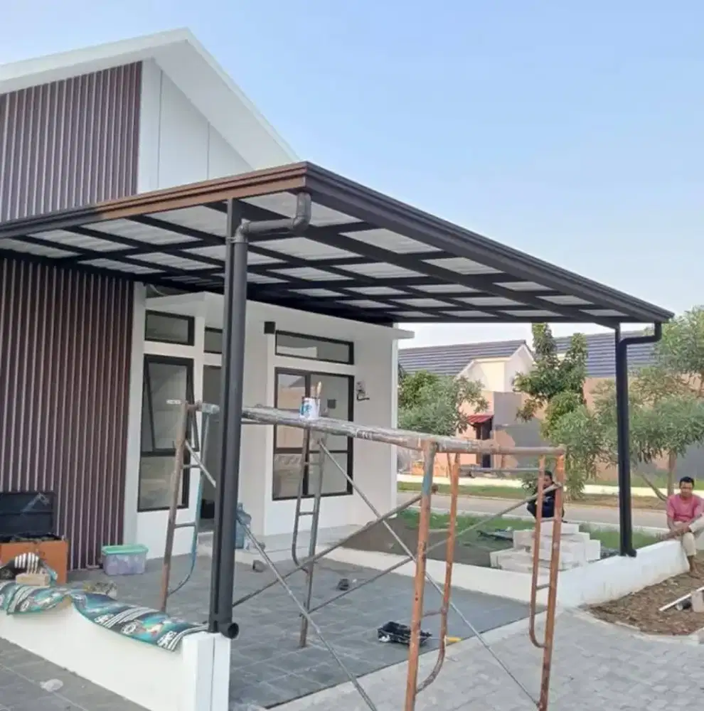 Kanopi baja ringan atap alderon, spandek pasir dan polos