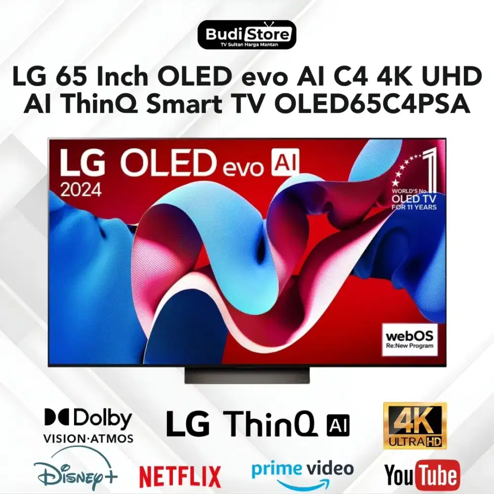 LG 65 Inch OLED evo AI C4 UHD 4K AI ThinQ Smart TV OLED65C4PSA