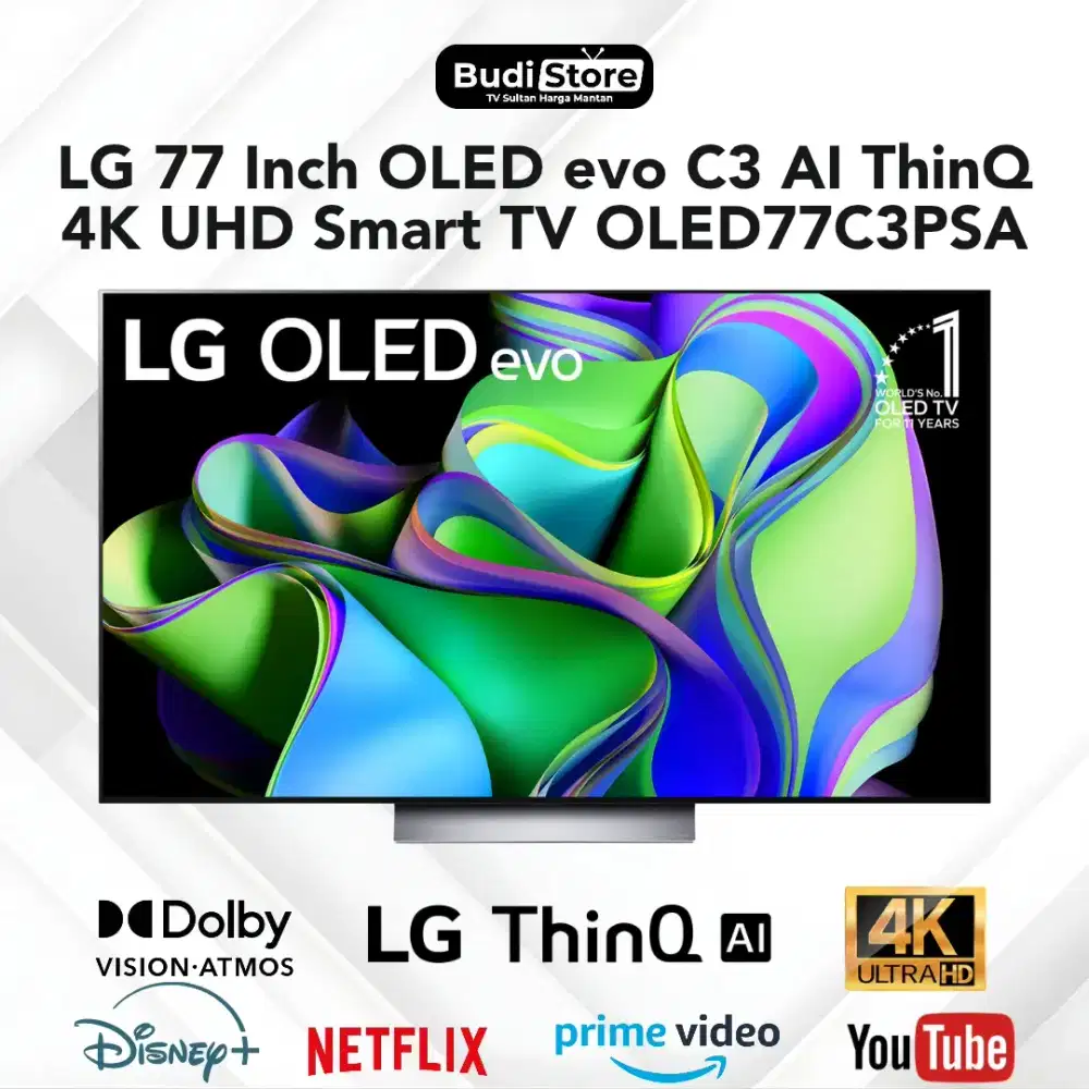 LG 77 Inch OLED evo C3 UHD 4K AI ThinQ Smart TV OLED77C3PSA