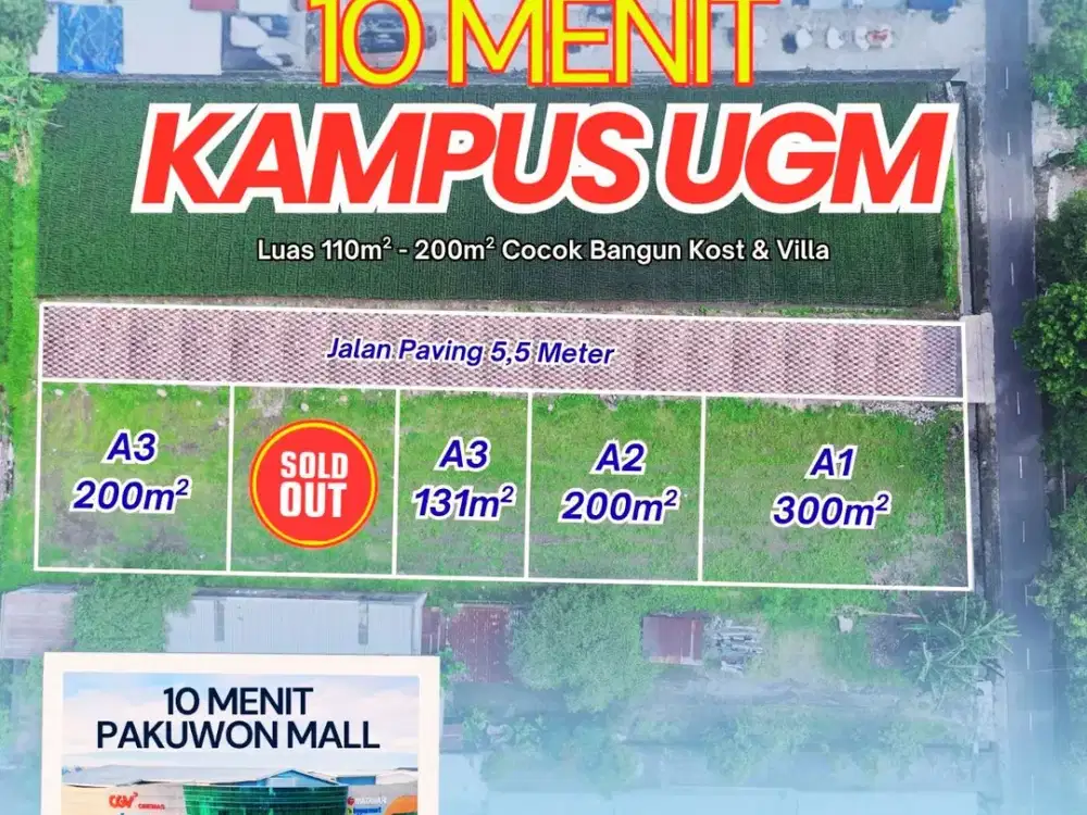 Tanah Jogja Dekat Hotel Hyyat dan Kampus UGM, View Sawah dan Legalitas SHM Pekarangan
