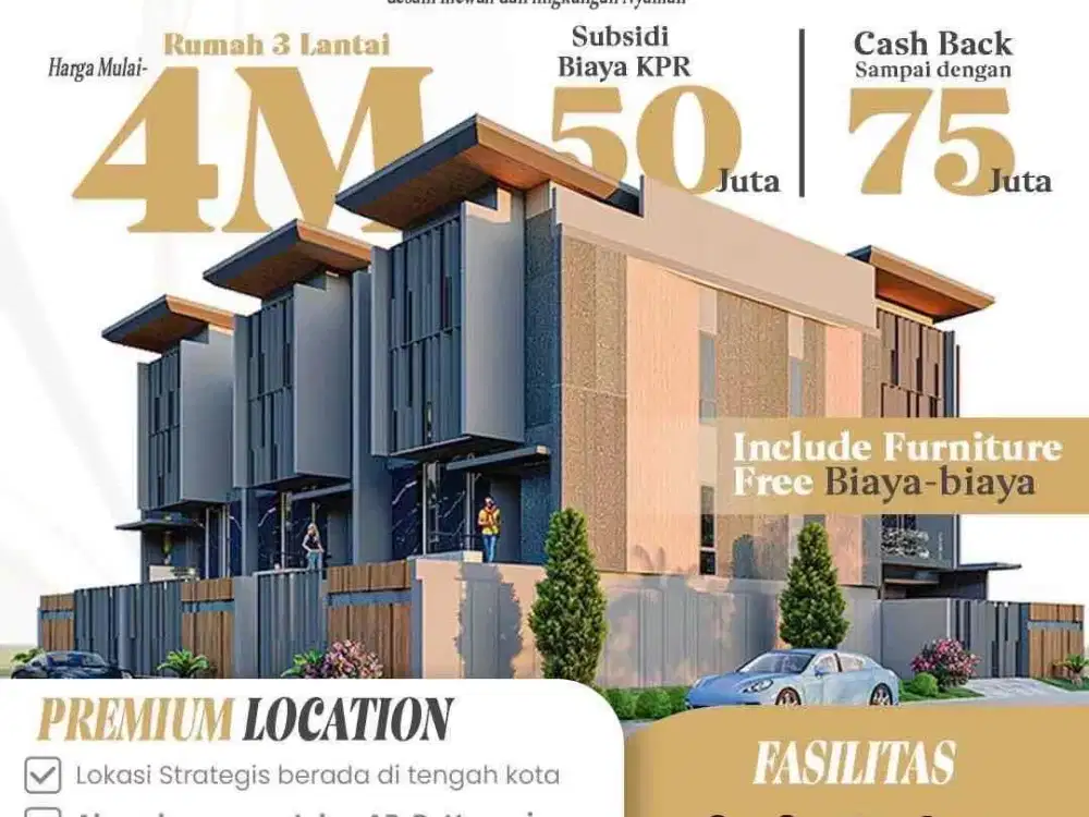 dijual cepat rumah mewah tiga lantai di jl AP pettarani lokasi strategis