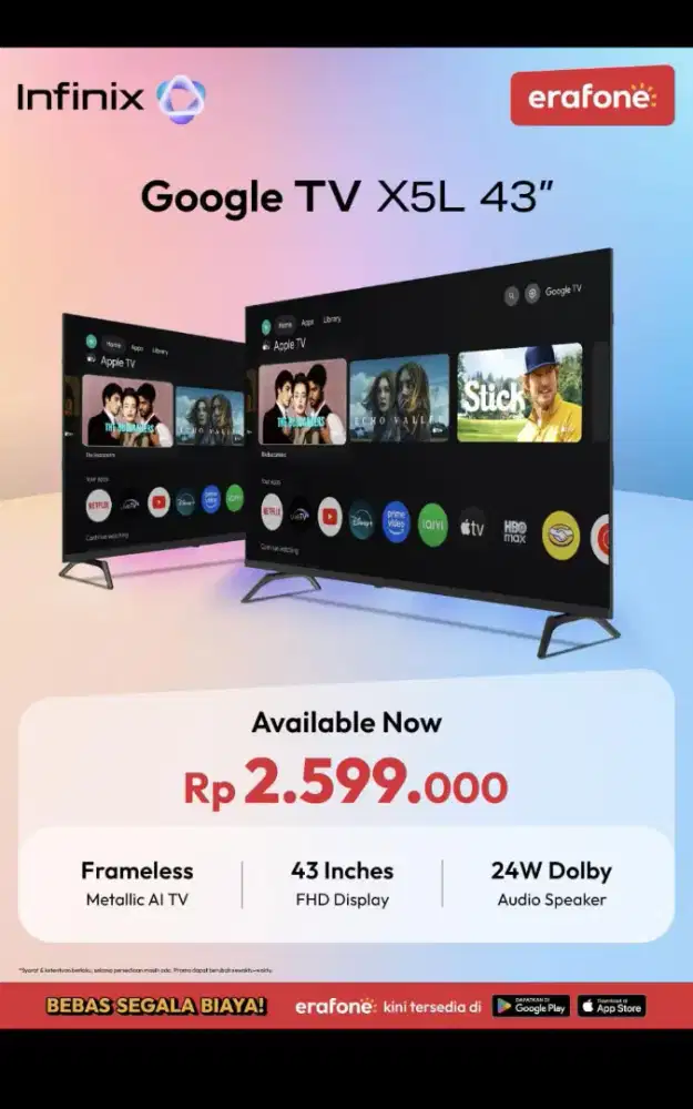 smart TV/GoogleTV/AndroidTV infinix 43 inch kredit tanpa DP