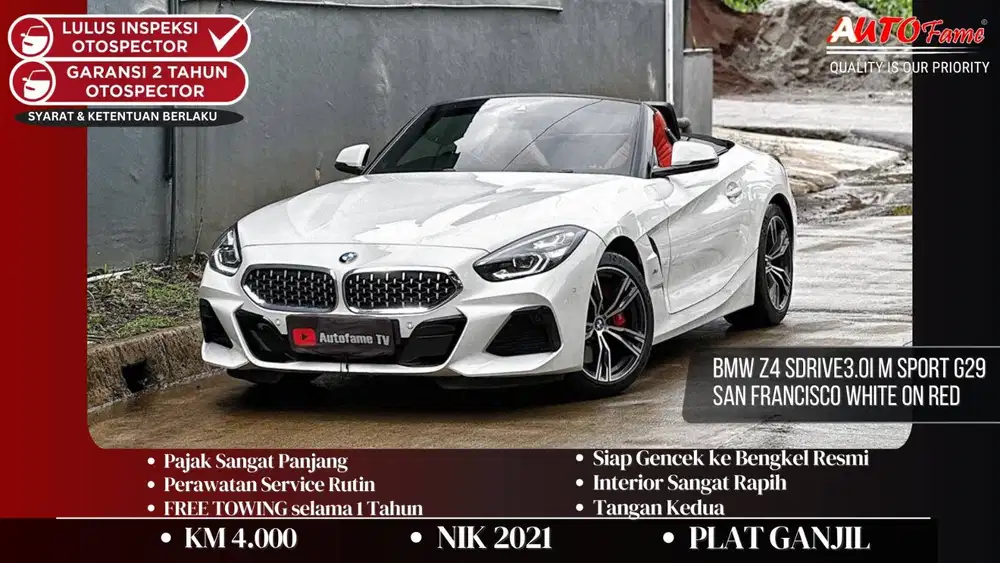 KM 4RB BMW Z4 sDrive3.0i M Sport G29 San Francisco White On Red 2021