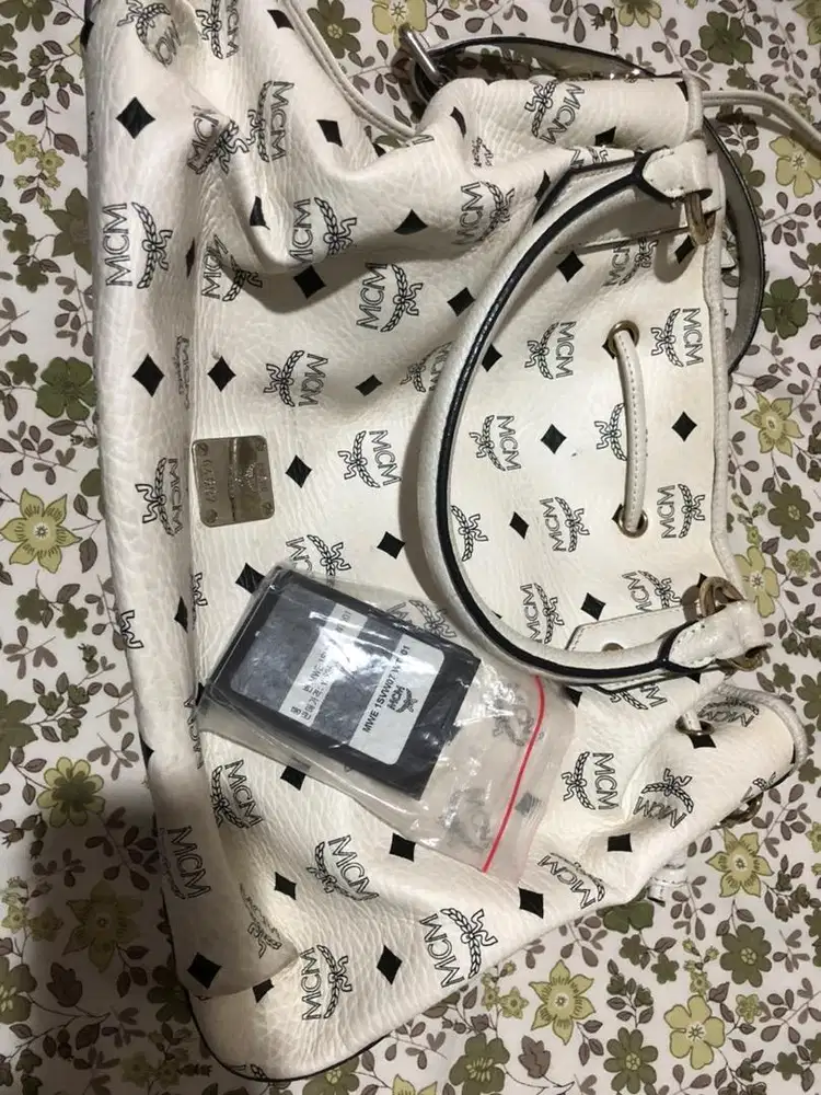 Tas MCM Visetos White Drawstring