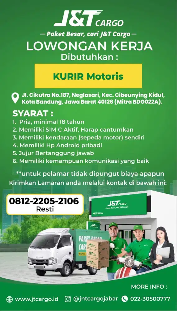 LOWONGAN KERJA MOTORIS J&T CARGO CIKUTRA