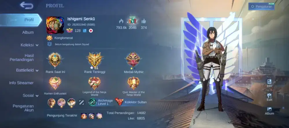 Jual Akun Mobile Legend Sultan