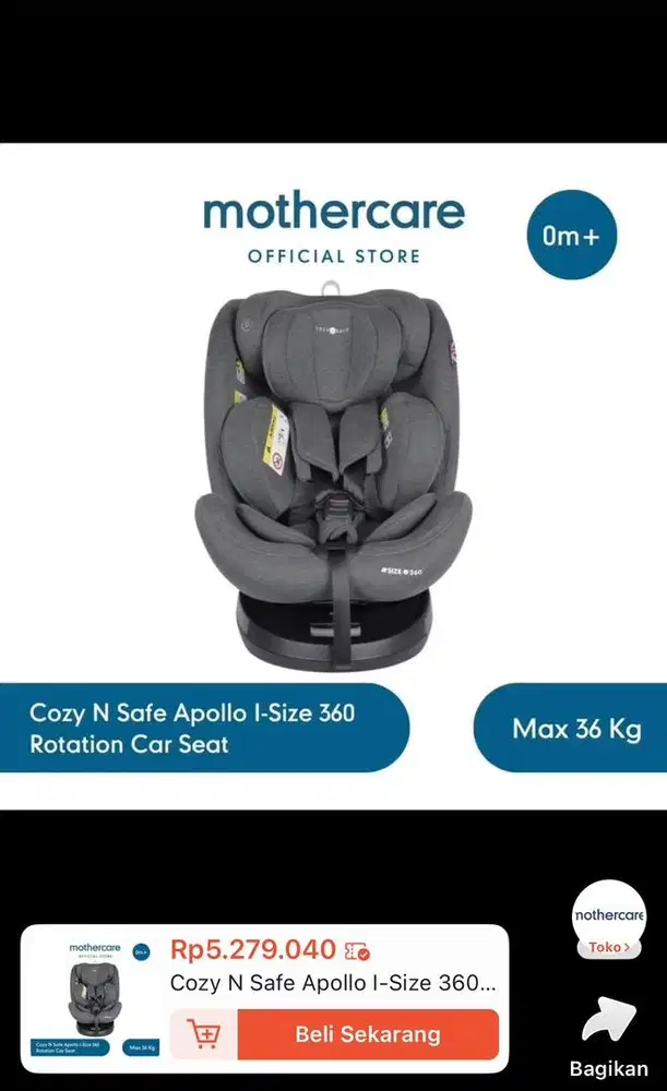 Dijual : Car Seat Cozy N Safe Apollo I-Size 360 Rotation